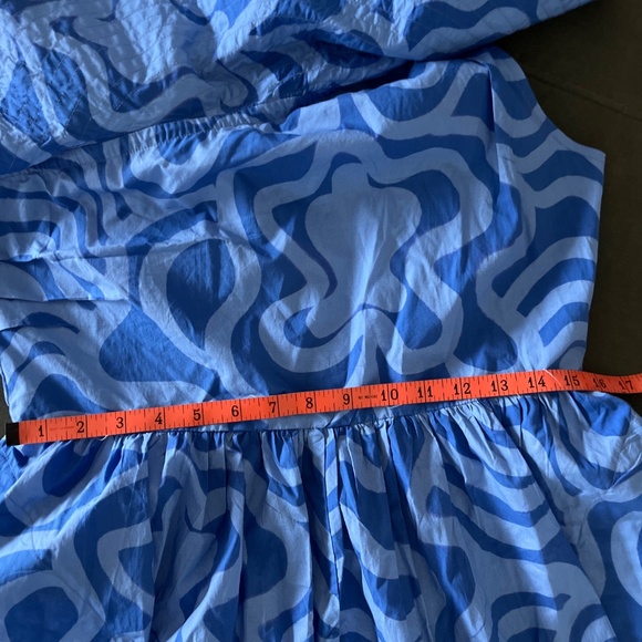 NWT Oliphant Blue Cotton Ashbury One Shoulder Ruffle midi dress M - Picture 10 of 14